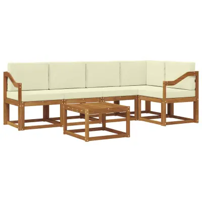 vidaXL Zunanja garnitura za sedenje z blazino 6 pcs Naravna in smetana