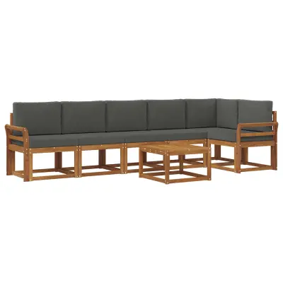 vidaXL Zunanja garnitura za sedenje 7 pcs Naravna in antracitna
