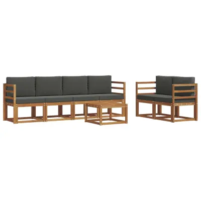 vidaXL Zunanja garnitura za sedenje 7 pcs Naravna in antracitna