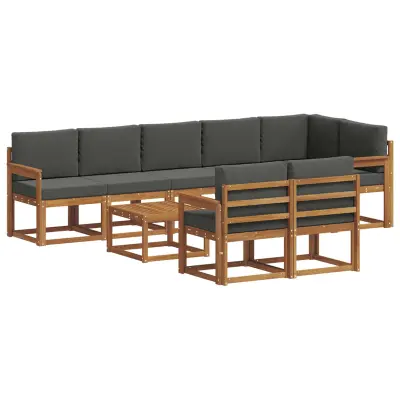 vidaXL Zunanja garnitura za sedenje 9 pcs Naravna in antracitna