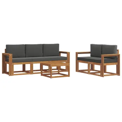 vidaXL Zunanja garnitura za sedenje 6 pcs Naravna in antracitna