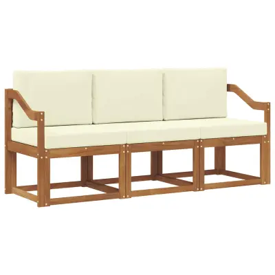 vidaXL Zunanja garnitura za sedenje z blazino 3 pcs Naravna in smetana