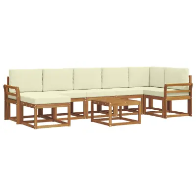 vidaXL Zunanja garnitura za sedenje z blazino 8 pcs Naravna in smetana