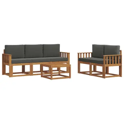 vidaXL Zunanja garnitura za sedenje 6 pcs Naravna in antracitna