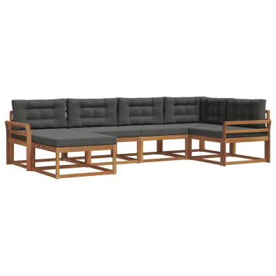 vidaXL Zunanja garnitura za sedenje 6 pcs Naravna in antracitna