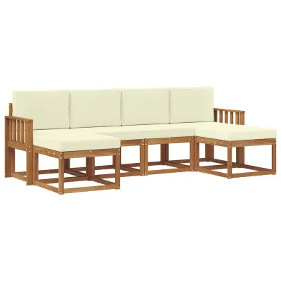 vidaXL Zunanja garnitura za sedenje z blazino 6 pcs Naravna in smetana