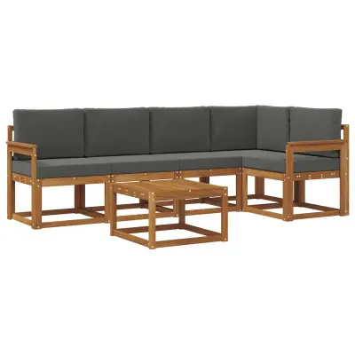 vidaXL Zunanja garnitura za sedenje 6 pcs Naravna in antracitna