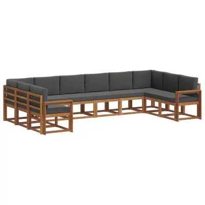 vidaXL Zunanja garnitura za sedenje 10 pcs Naravna in antracitna