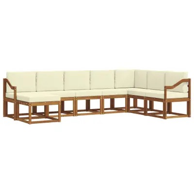 vidaXL Zunanja garnitura za sedenje z blazino 8 pcs Naravna in smetana
