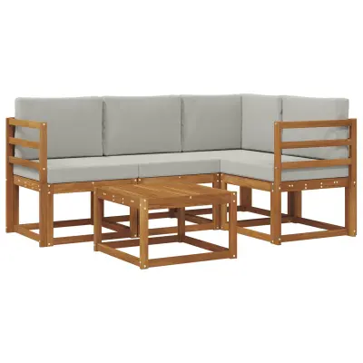 vidaXL Zunanja garnitura za sedenje 5 pcs Naravna in svetlo siva