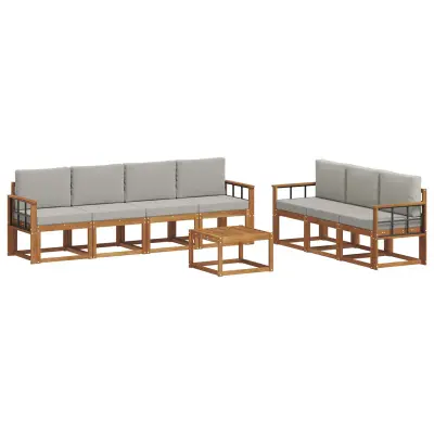 vidaXL Zunanja garnitura za sedenje 8 pcs Naravna in svetlo siva