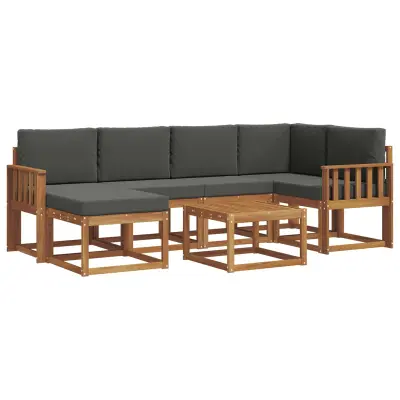 vidaXL Zunanja garnitura za sedenje 7 pcs Naravna in antracitna