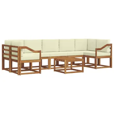vidaXL Zunanja garnitura za sedenje z blazino 8 pcs Naravna in smetana