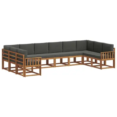 vidaXL Zunanja garnitura za sedenje 10 pcs Naravna in antracitna