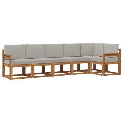 vidaXL Zunanja garnitura za sedenje 6 pcs Naravna in svetlo siva