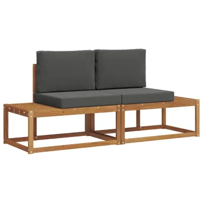vidaXL Zunanja garnitura za sedenje z blazino 2 pcs Naravna