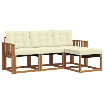 vidaXL Zunanja garnitura za sedenje z blazino 4 pcs Naravna in smetana