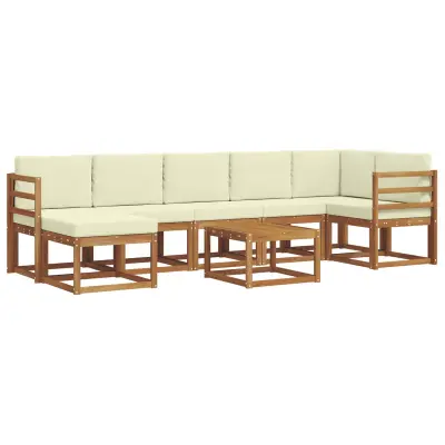 vidaXL Zunanja garnitura za sedenje z blazino 8 pcs Naravna in smetana