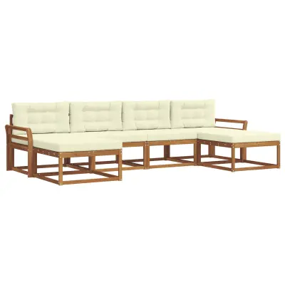 vidaXL Zunanja garnitura za sedenje z blazino 6 pcs Naravna in smetana
