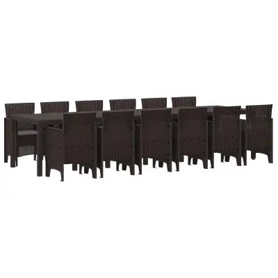 vidaXL Komplet za jedilnico v vrtu 13 pcs Rjava Polt rattan