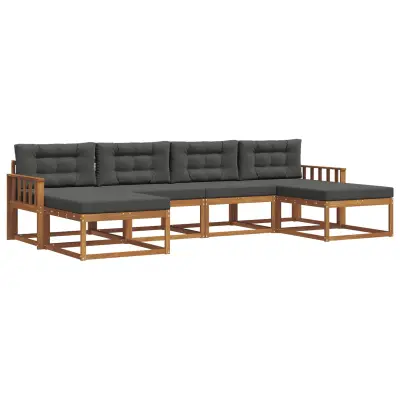 vidaXL Zunanja garnitura za sedenje 6 pcs Naravna in antracitna