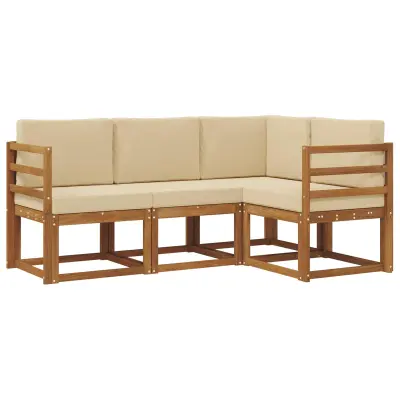 vidaXL Zunanja garnitura za sedenje z blazino 4 pcs Naravna in bež