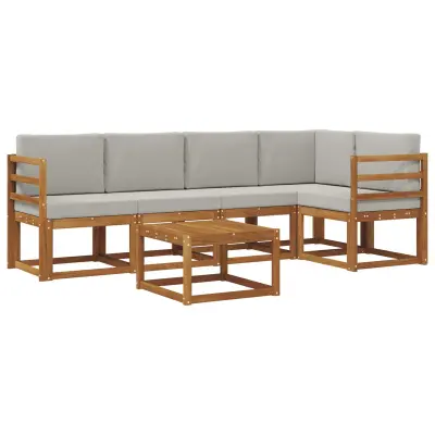 vidaXL Zunanja garnitura za sedenje 6 pcs Naravna in svetlo siva