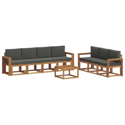vidaXL Zunanja garnitura za sedenje 8 pcs Naravna in antracitna