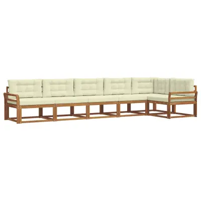 vidaXL Zunanja garnitura za sedenje z blazino 6 pcs Naravna in smetana