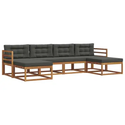 vidaXL Zunanja garnitura za sedenje 6 pcs Naravna in antracitna