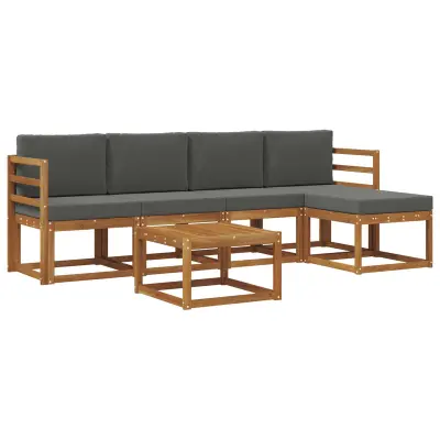 vidaXL Zunanja garnitura za sedenje 6 pcs Naravna in antracitna