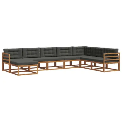 vidaXL Zunanja garnitura za sedenje 8 pcs Naravna in antracitna