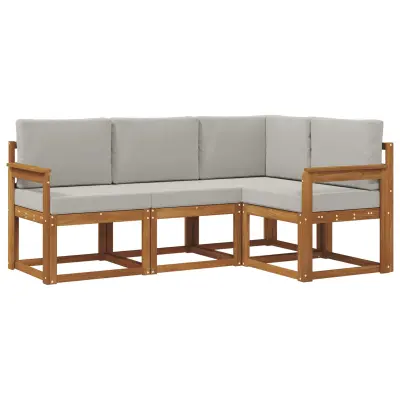 vidaXL Zunanja garnitura za sedenje 4 pcs Naravna in svetlo siva