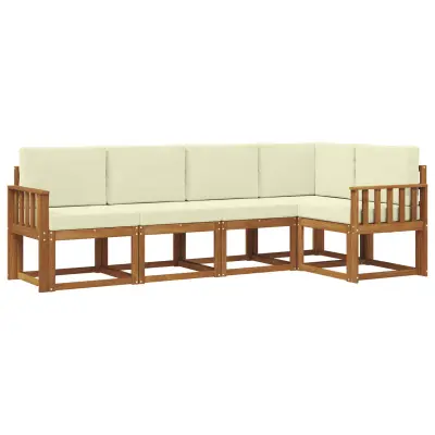 vidaXL Zunanja garnitura za sedenje z blazino 5 pcs Naravna in smetana