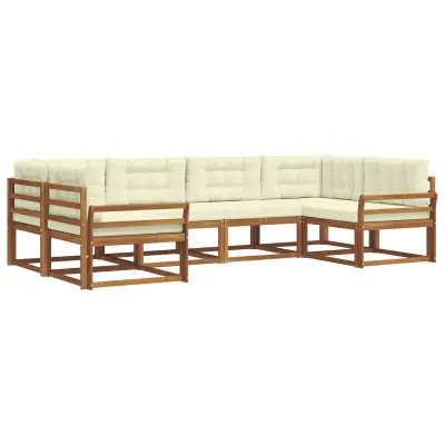 vidaXL Zunanja garnitura za sedenje z blazino 6 pcs Naravna in smetana