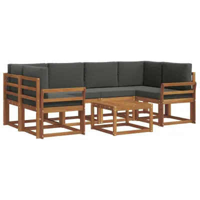 vidaXL Zunanja garnitura za sedenje 7 pcs Naravna in antracitna