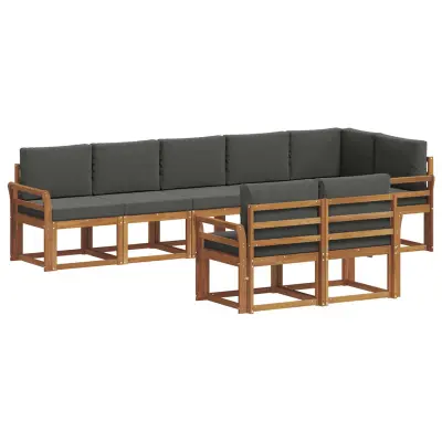 vidaXL Zunanja garnitura za sedenje 8 pcs Naravna in antracitna