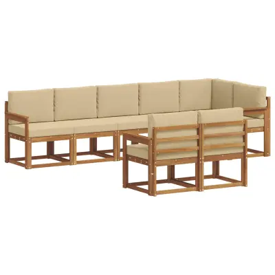 vidaXL Zunanja garnitura za sedenje z blazino 8 pcs Naravna in bež