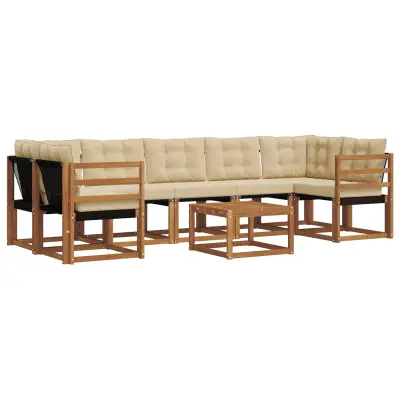 vidaXL Zunanja garnitura za sedenje z blazino 8 pcs Naravna in bež
