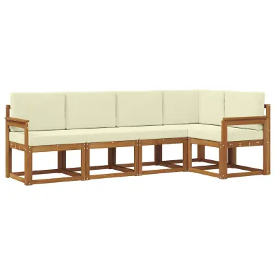 vidaXL Zunanja garnitura za sedenje z blazino 5 pcs Naravna in smetana
