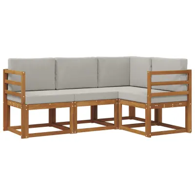 vidaXL Zunanja garnitura za sedenje 4 pcs Naravna in svetlo siva