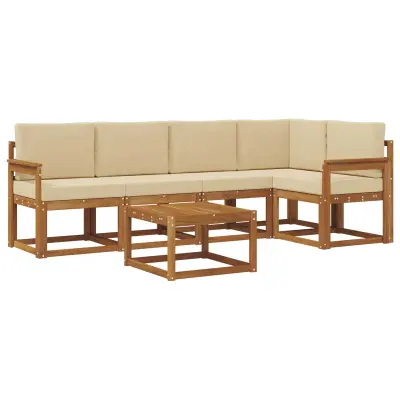 vidaXL Zunanja garnitura za sedenje z blazino 6 pcs Naravna in bež