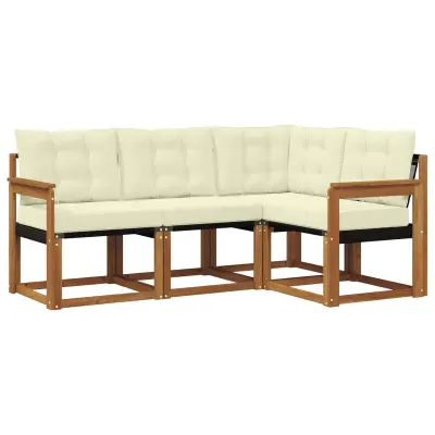 vidaXL Zunanja garnitura za sedenje z blazino 4 pcs Naravna in smetana