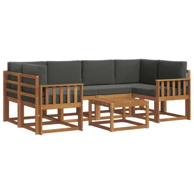 vidaXL Zunanja garnitura za sedenje 7 pcs Naravna in antracitna