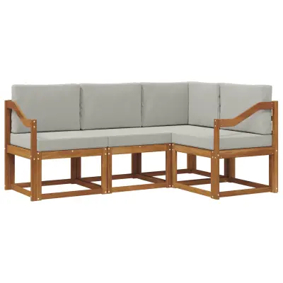 vidaXL Zunanja garnitura za sedenje 4 pcs Naravna in svetlo siva