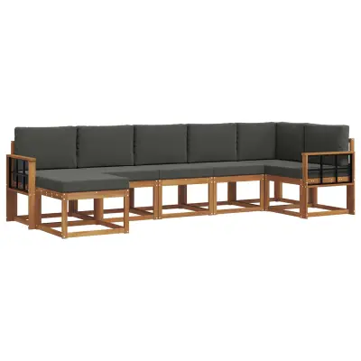 vidaXL Zunanja garnitura za sedenje 7 pcs Naravna in antracitna