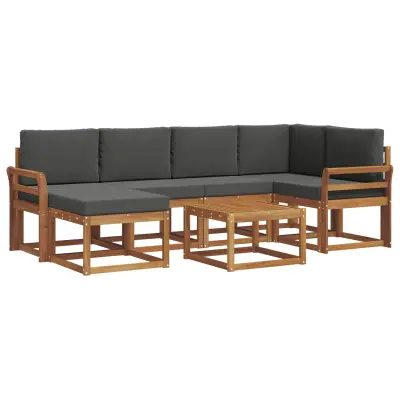 vidaXL Zunanja garnitura za sedenje 7 pcs Naravna in antracitna