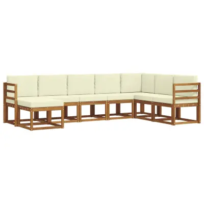 vidaXL Zunanja garnitura za sedenje z blazino 8 pcs Naravna in smetana