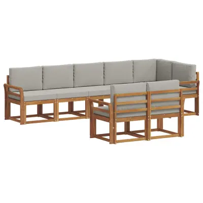 vidaXL Zunanja garnitura za sedenje 8 pcs Naravna in svetlo siva
