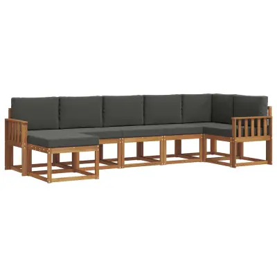 vidaXL Zunanja garnitura za sedenje 7 pcs Naravna in antracitna